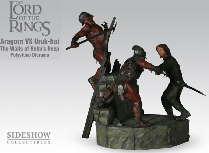 THE WALL OF HELM'S ARAGORN vs URUK-HAI RESIN DIORAMA