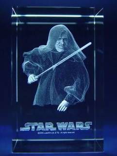 PALPATINE WITH LIGHTSABER GLASS CUBE